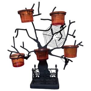 Pottery Barn Black Spooky Halloween Tree Candle
Holder Luminary